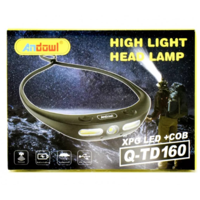 Lanterna Cap Frontala Andowl QTD160 Banda Flexibila LED XPG COB Senzor