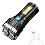 Lanterna cu 4 LED-uri reincarcabila prin USB super-luminoasa raza actiune 300m