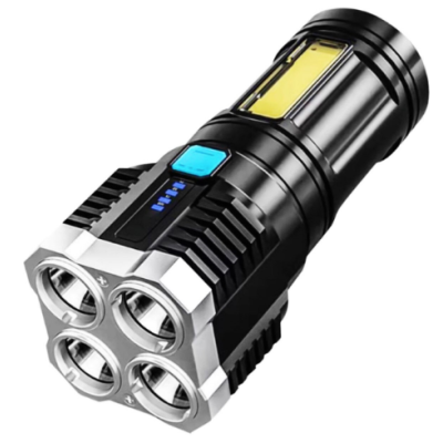 Lanterna cu 4 LED-uri reincarcabila prin USB super-luminoasa raza actiune 300m