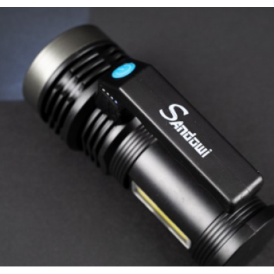 Lanterna cu LED Q LED556 cu 1000 lumeni acumulator integrat lumina laterala COB negru