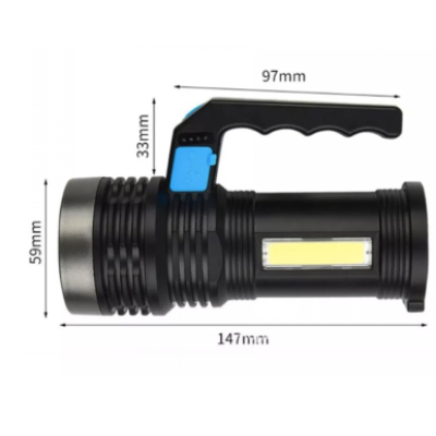Lanterna cu LED Q LED556 cu 1000 lumeni acumulator integrat lumina laterala COB negru