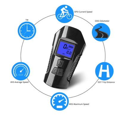 Lanterna de Bicicleta FY317 cu Claxon si Kilometraj DIGITAL