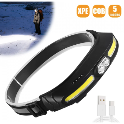 Lanterna de cap 5 moduri de functionare CH500 lumina alba si rosie incarcare USB 400lm