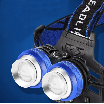 Lanterna de cap cu 2 Led-uri si 4 moduri de iluminare