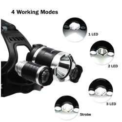 Lanterna de cap cu 3 LED reincarcabila R3000