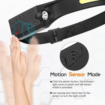 Lanterna de cap cu senzor de miscare LED COB model YT-200