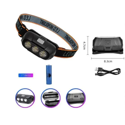 Lanterna de cap KX 214 cu 3 LED puternice