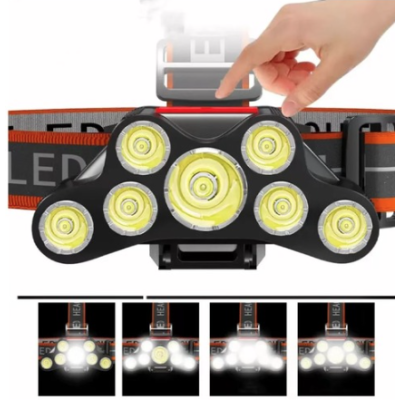 Lanterna de cap T26 cu 7 LED si 4 moduri iluminare USB