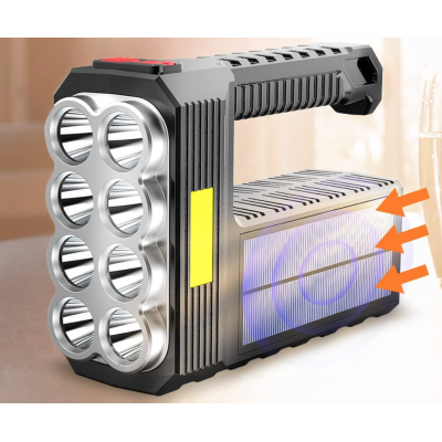 Lanterna de mana 8 LED+COB cu incarcare solara si USB Q SD623