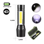 Lanterna de mana T6 C812 in cutie verde T630 cu led COB Lateral