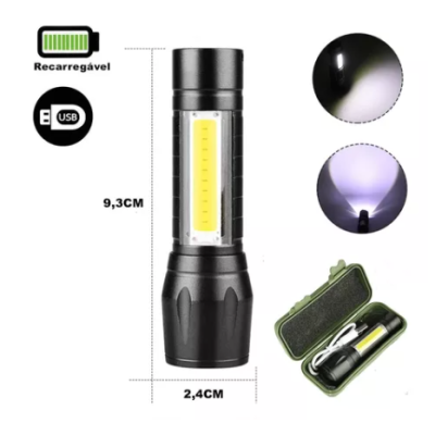 Lanterna de mana T6 C812 in cutie verde T630 cu led COB Lateral