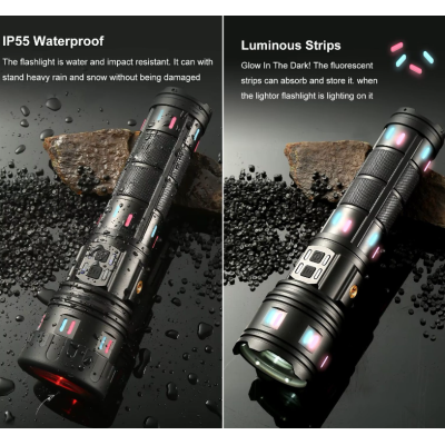 Lanterna Profesionala AK177 Incarcare Type C putere 60W indicator de incarcare cu 8 acumulatori