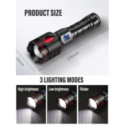 Lanterna puternica de mana ROMB LASER WICK 5800 lumeni si incarcare USB