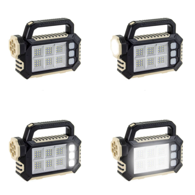 Lanterna solara HS-8029-7-A multifunctionala  cu 3 surse de lumină: 7 LED-uri SMD în față, 54 LED-uri SMS pe lateral, 3 mini panouri LED-uri pe lateral