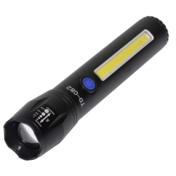 Lanterna TD-C82 cu LED CREE 5 W, LED lateral COB 5 W, acumulator integrat, zoom telescopic