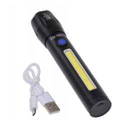 Lanterna TD-C82 cu LED CREE 5 W, LED lateral COB 5 W, acumulator integrat, zoom telescopic