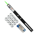 Laser Pointer Verde cu 12 Capete Interschimbabile si 2 Baterii Incluse - Tip Pix