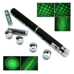 Laser Pointer Verde cu 12 Capete Interschimbabile si 2 Baterii Incluse - Tip Pix