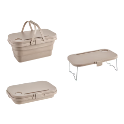 Lighean pliabil 2 in 1 cu masuta picnic 8L BEJ