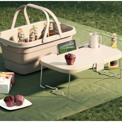 Lighean pliabil 2 in 1 cu masuta picnic 8L BEJ