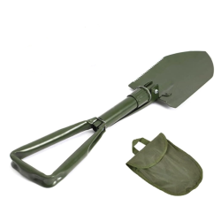 Lopata militara pliabila pentru camping verde cu husa
