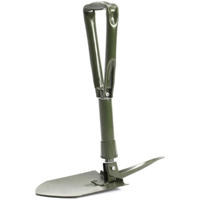 Lopata militara pliabila pentru camping verde cu husa