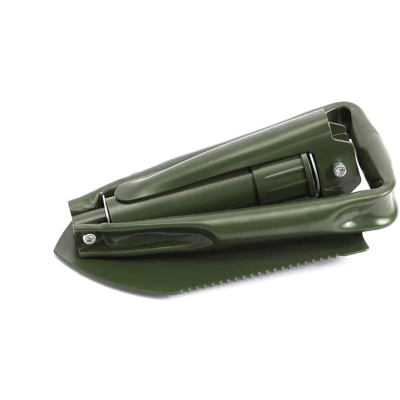 Lopata militara pliabila pentru camping verde cu husa