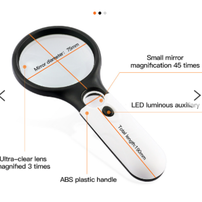 Lupa profesionala cu 3 LED pentru birou cu baterii