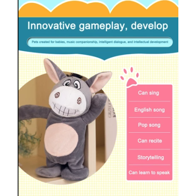 Magarus interactiv MIC cu 2 functii Merge la plimbare si imita sunete, jucarie din plus