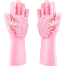 Manusi profesionale din silicon cu perii pentru spalat vasele