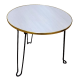 Masa Mica Rotunda Alb Auriu cu piciore Metalica Negre