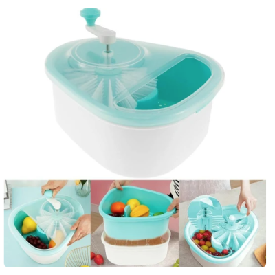 Masina manuala cu perie si manivela pentru spalarea fructelor si legumelor