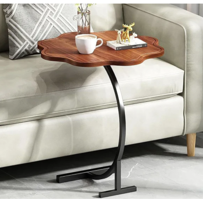 Masuta de cafea tip floare cu picior pentru canapea sau pat culoare maro