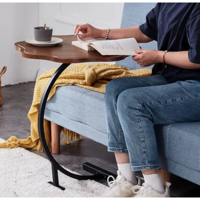 Masuta de cafea tip floare cu picior pentru canapea sau pat culoare maro