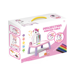Masuta de desenat UNICORN ROZ cu proiector diapozitive holograme Masuta de desenat UNICORN ROZ cu proiector diapozitive holograme