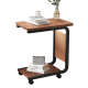 Masuta din otel carbon pentru cafea 4 roti 2 blaturi din lemn buzunar de depozitare
