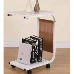 Masuta din otel carbon pentru cafea 4 roti 2 blaturi din lemn buzunar de depozitare ALBA