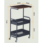 Masuta portabila petru cafea otel carbon 2 polite si cu o masa de lucru NEAGRA