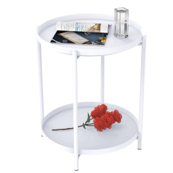 Masuta rotunda pentru cafea din metal 2 nivele 42 x 52 cm ALBA