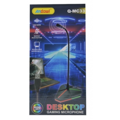Microfon Gaming Omiredirectional Iluminat RGB Andowl QMC33