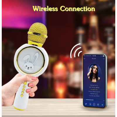 Microfon Karaoke cu Bluetooth pentru copii X6 model IEPURAS Microfon Karaoke cu Bluetooth pentru copii X6 model IEPURAS