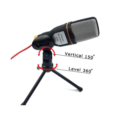 Microfon Profesional SF666 pentru Inregistrare Vocala Si Karaoke Negru