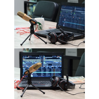 Microfon Profesional SF666 pentru Inregistrare Vocala Si Karaoke Negru