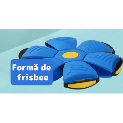 Minge Zburatoare Transformabila in Disc Frisbee 2 moduri de joaca 23 cm ALBASTRA