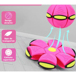 Minge Zburatoare Transformabila in Disc Frisbee 2 moduri de joaca 23 cm ROZ Minge Zburatoare Transformabila in Disc Frisbee 2 moduri de joaca 23 cm ROZ