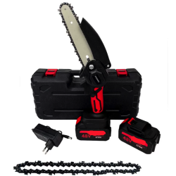 Mini fierastrau electric fara fir cu lant 6 inch si 2 acumulatori 42V Mini fierastrau electric fara fir cu lant 6 inch si 2 acumulatori 42V