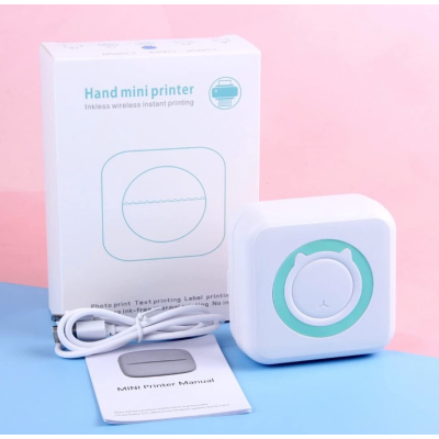 Mini imprimanta de buzunar cu Bluetooth fara Cerneala Roz + 1 Sul Hartie