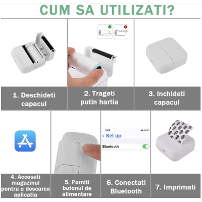 Mini imprimanta termica si Bluetooth  compatibil iOS/Android