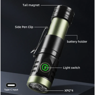 Mini Lanterna puternica de mana BL402x extensibila cu 4 LED si 3000 lumeni