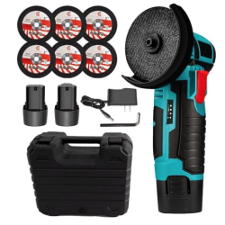 Mini polizor flex unghiular portabil cu 2 acumulatori 6 discuri 12V 76MM